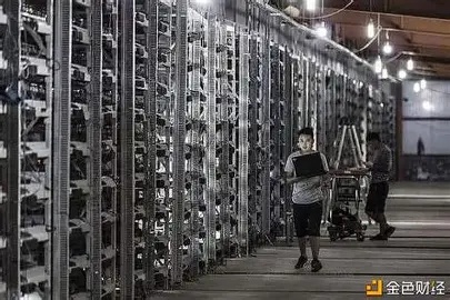 An overview of a bustling mining farm with diversified power solutions supporting various cryptocurrency operations
